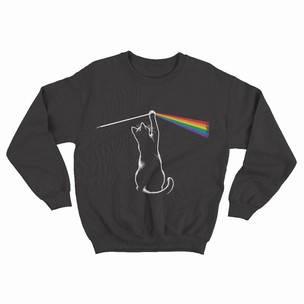 Funny Cat Rock Music Gift Men Kids Women Funny Cat Black Sweater